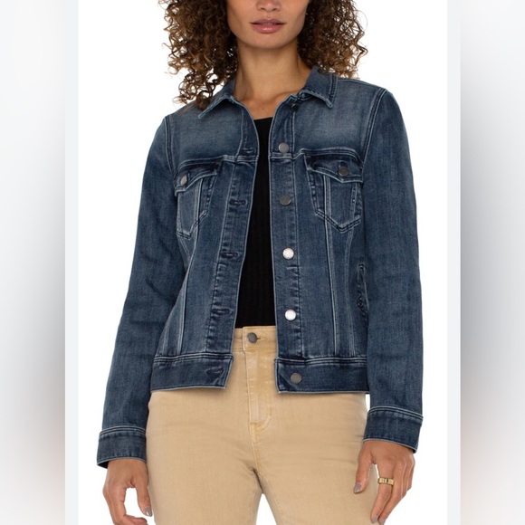 Liverpool Los Angeles Jackets & Blazers - Liverpool Los Angeles Sz L Women’s Classic Denim Jean Jacket Dark Wash